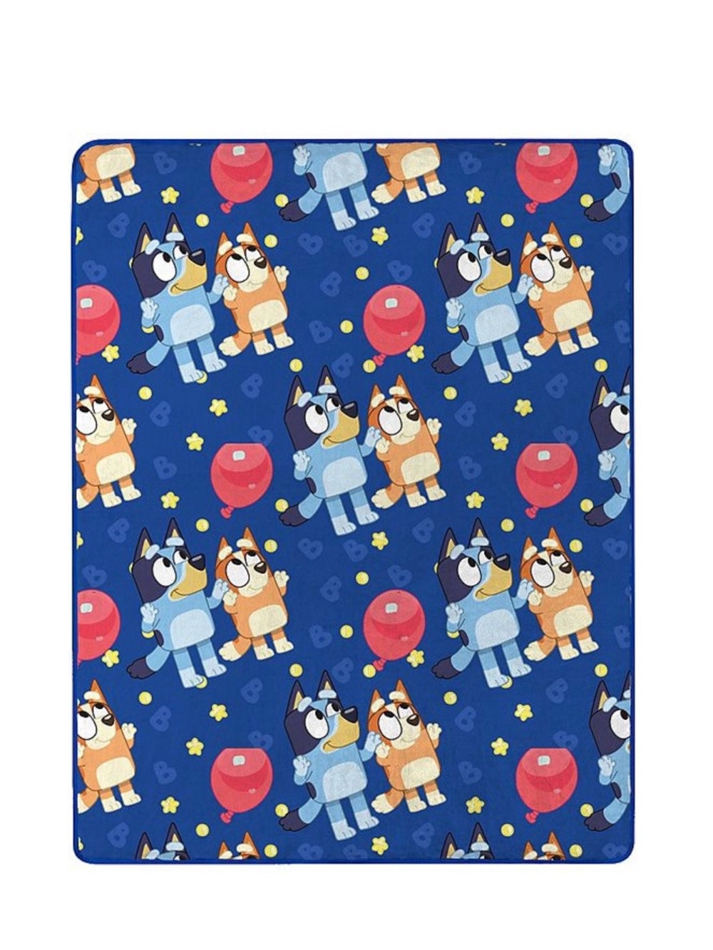 Bluey Kids Blanket in Navy Blue with Red Ball Pattern